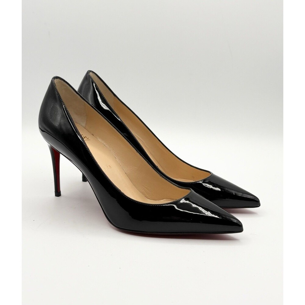 Christian Louboutin Kate 85mm Black Patent Leather Stiletto Heels Sz EU 37 - Picture 3 of 12